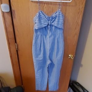 Chambray Spaghetti Strap Jumpsuit